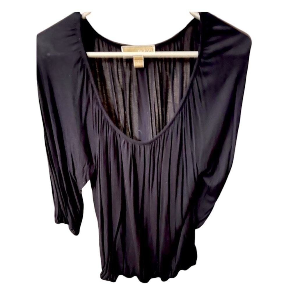 Michael Kors Elastic Waist Flowy Black Shirt